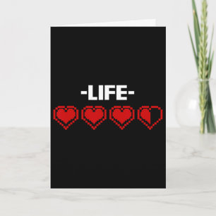 Life Indicator Heart 8 Bit Graphic Video Game Play Card