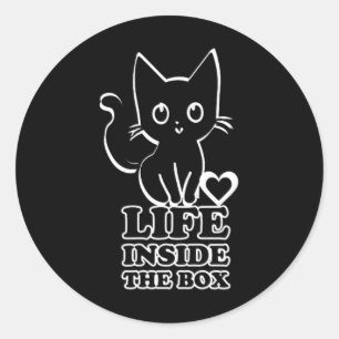 Life Inside The Box - Black Kitty Cat  Classic Round Sticker