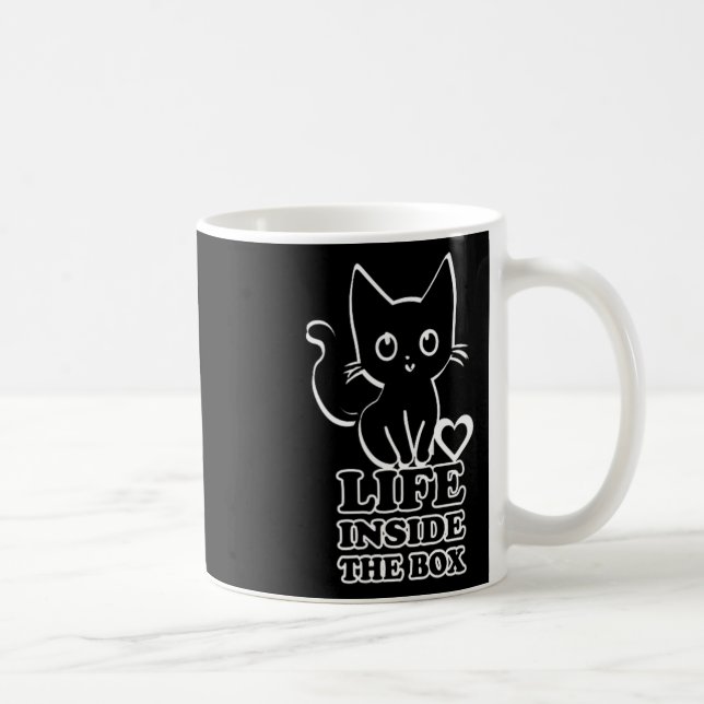 Life Inside The Box - Black Kitty Cat  Coffee Mug (Right)