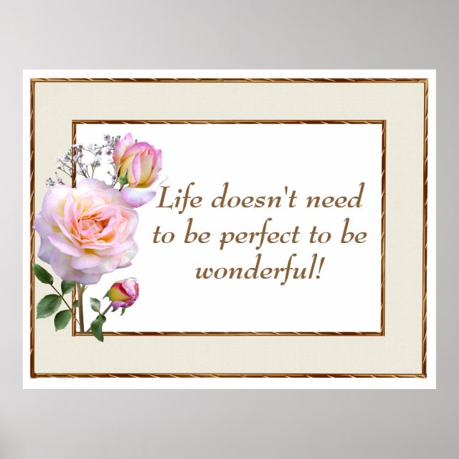 Life Inspirational Quote Brown Pink Poster (Front)