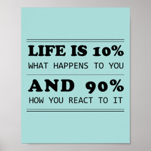 Life is 10% what happens to you Motivational Quote Poster