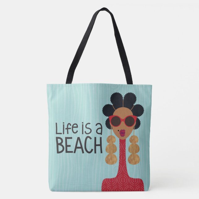 Life is A Beach Shoulder Tote (Front)