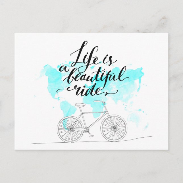 Life Is A Beautiful Ride Blue Postcard (Front)