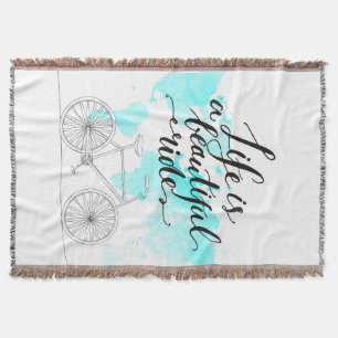 Life Is A Beautiful Ride Blue Throw Blanket