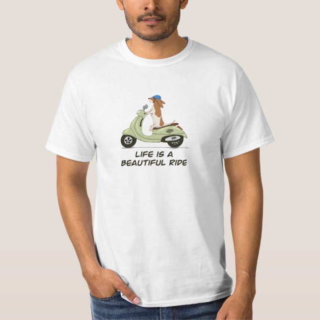 Life is a beautiful ride - Dog on Vespa T-Shirt (Front)