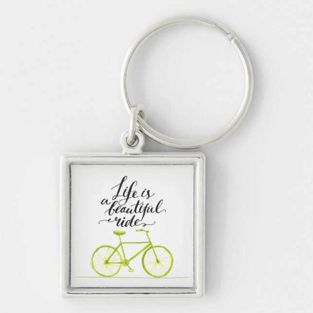 Life Is A Beautiful Ride Lime Green Key Ring (Front)