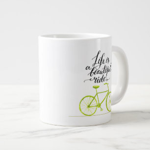 Life Is A Beautiful Ride Lime Green Large Coffee Mug