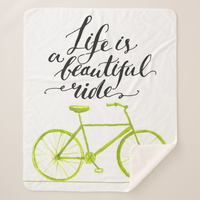 Life Is A Beautiful Ride Lime Green Sherpa Blanket (Front)