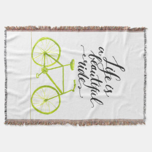 Life Is A Beautiful Ride Lime Green Throw Blanket