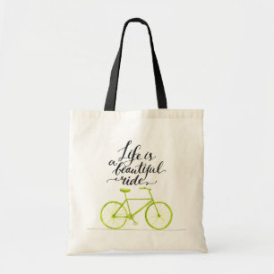 Life Is A Beautiful Ride Lime Green Tote Bag