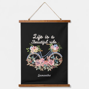 Life is a Beautiful Ride Spring Floral Bicycle Hanging Tapestry