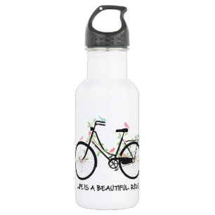 Life is a beautiful ride, vintage bicycle 532 ml water bottle