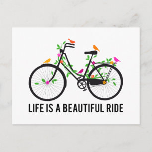 Life is a beautiful ride, vintage bicycle postcard