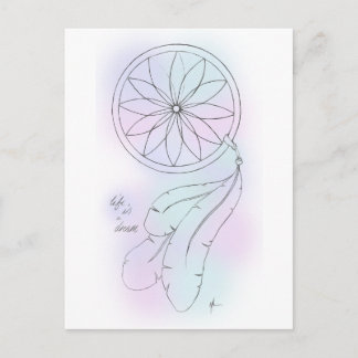 'Life Is A Dream' Pastel Dreamcatcher Postcard