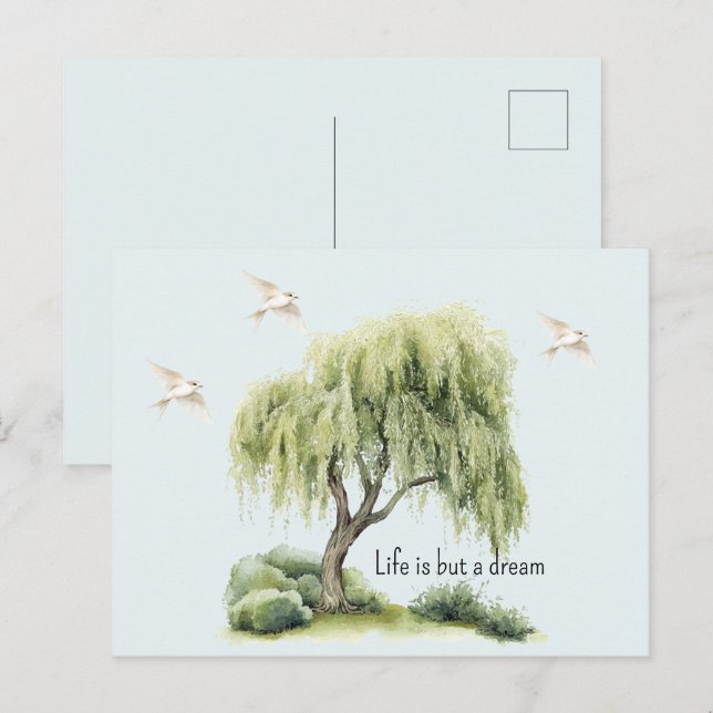 Life is a dream Tree Birds Postcard (Front/Back)