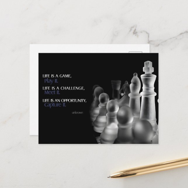 "Life is a game" Inspirational Quote Postcard (Front/Back In Situ)