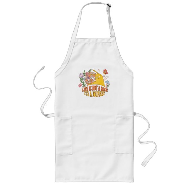 Life Is A Journey – Cute Snail, Mushrooms & Flower Long Apron (Front)