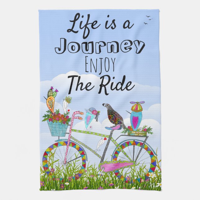 Life is a Journey Enjoy the Ride Kitchen Towel (Vertical)