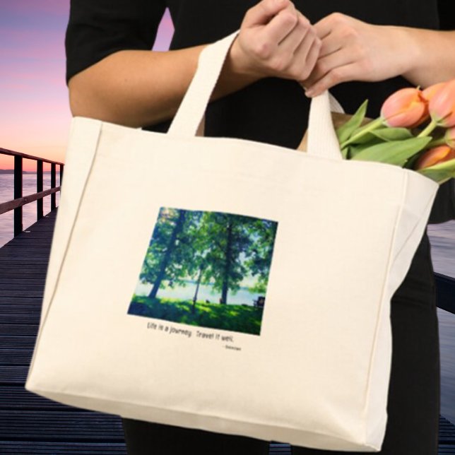 Life is a journey-Travel it well. Lake scene Mini Tote Bag (Creator Uploaded)