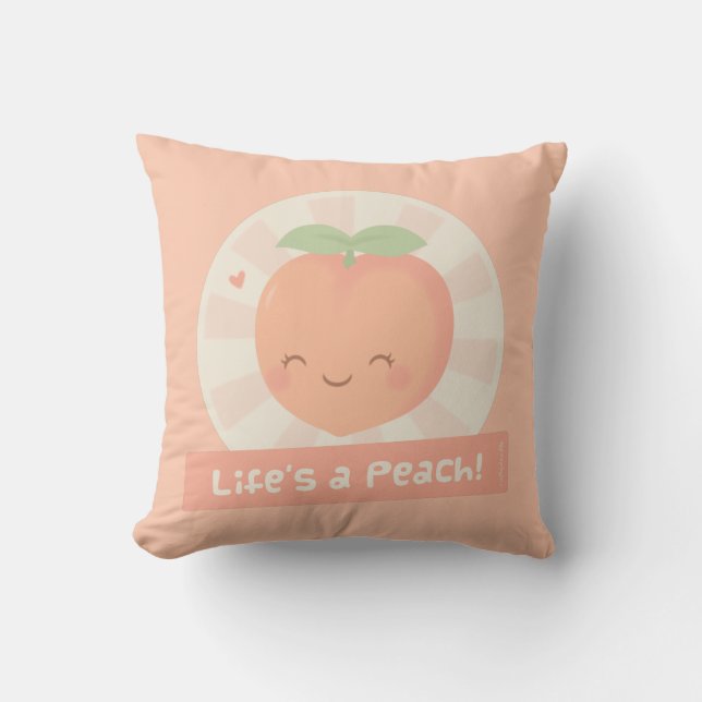 Life is a Peach Cute Pun Food Humour Cushion (Front)