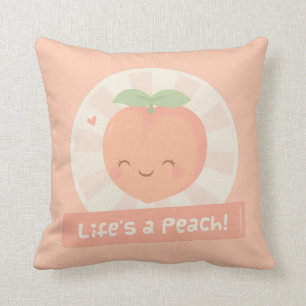 Life is a Peach Cute Pun Food Humour Cushion