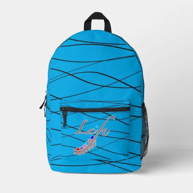 Life is a Roller Coaster Printed Backpack (Front)