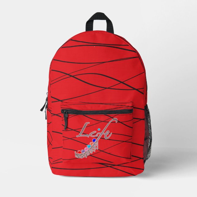 Life is a Roller Coaster Printed Backpack (Front)