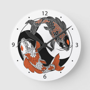 life is about balance. Japanese koi carp fish Round Clock