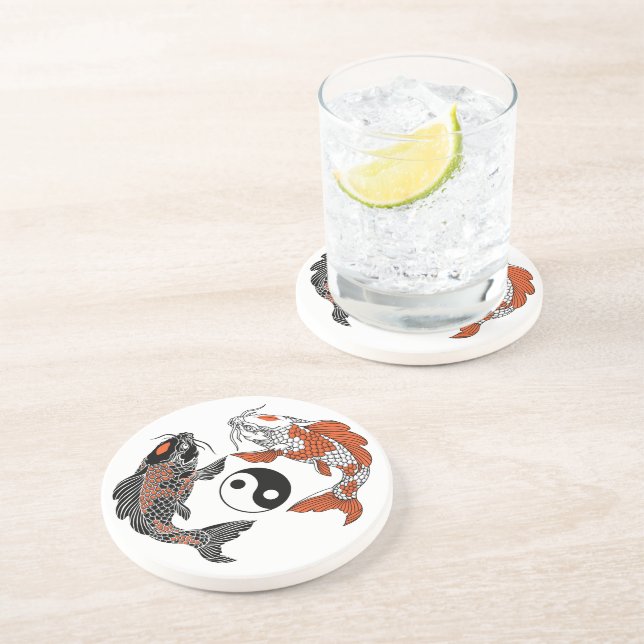 Life is about balance. Two koi and yin yang symbol Coaster (Side)