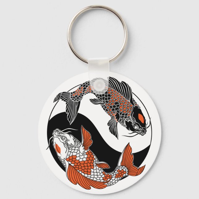 Life is about balance. Two koi and yin yang symbol Key Ring (Front)