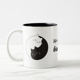 Life is all about balance Cat Yin Yang Two-Tone Coffee Mug