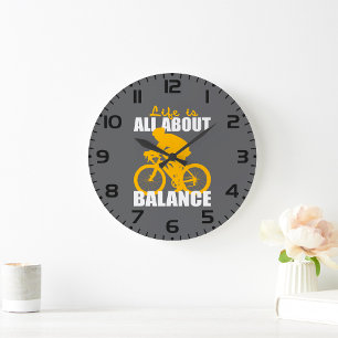 Life Is All About Balance Cycling Motivational Large Clock
