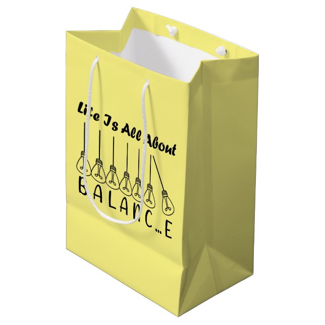 Life is all about balance motivational inspiration medium gift bag (Front Angled)