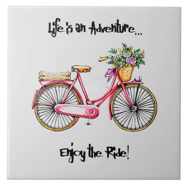 "life is an adventure enjoy the ride" ceramic tile (Front)