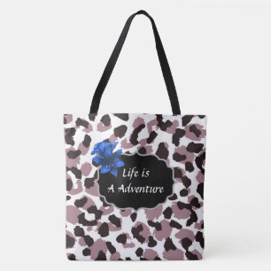 Life is an Adventure Maroon Animal Print Tote Bag