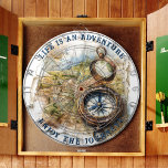 Life Is An Adventure (no case) Personalise Vintage Dartboard<br><div class="desc">This inspiring topographic map in earthy tones with an heirloom compass beckons you to gather around with friends and family and have a great time! It can be personalised both on the Top and Bottom phrases if you'd like to change it... Or keep the top and just personalise the bottom....</div>
