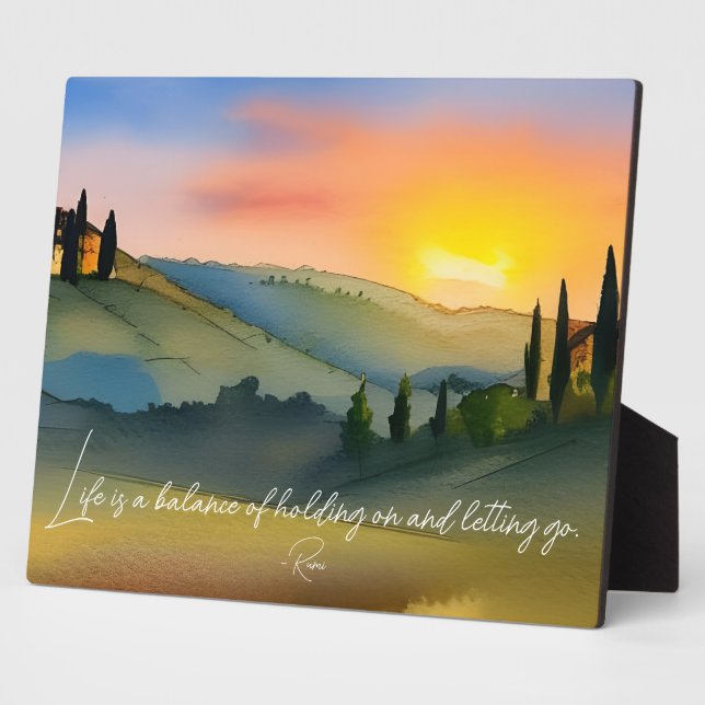 Life Is Balance Rumi Quote Pretty Sunset Tabletop Plaque (Side)