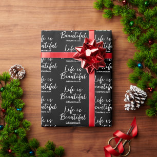 Life is Beautiful Blog Brand Website Black Wrapping Paper