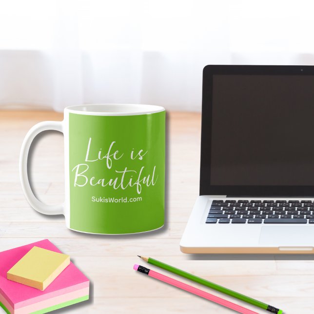 Life is Beautiful Blog Brand Website - Green Coffee Mug (Creator Uploaded)