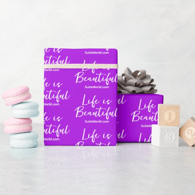 Life is Beautiful Blog Brand Website Purple Wrapping Paper (Baby Shower)