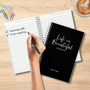 Life is Beautiful Blog Website Black Checklist Notebook