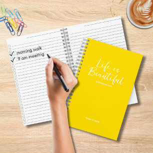 Life is Beautiful Blog Website Yellow Checklist Notebook