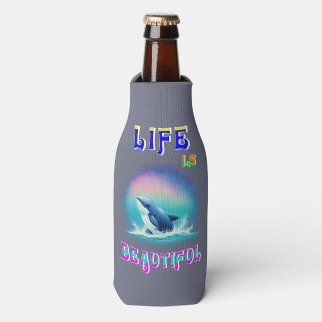 Life Is Beautiful Hermanus Africa September Whale Bottle Cooler (Bottle Front)