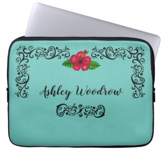 Life is Beautiful Hibiscus Luggage Tag Laptop Sleeve