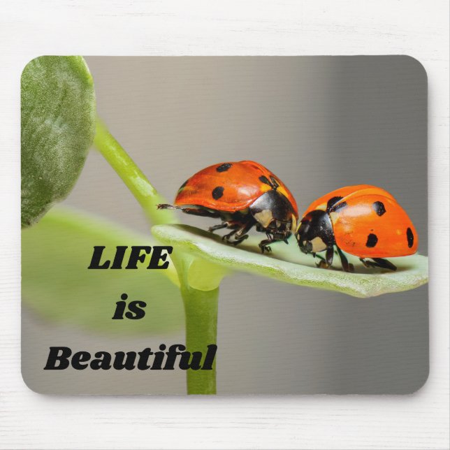 Life is beautiful - Ladybug Mouse Pad (Front)