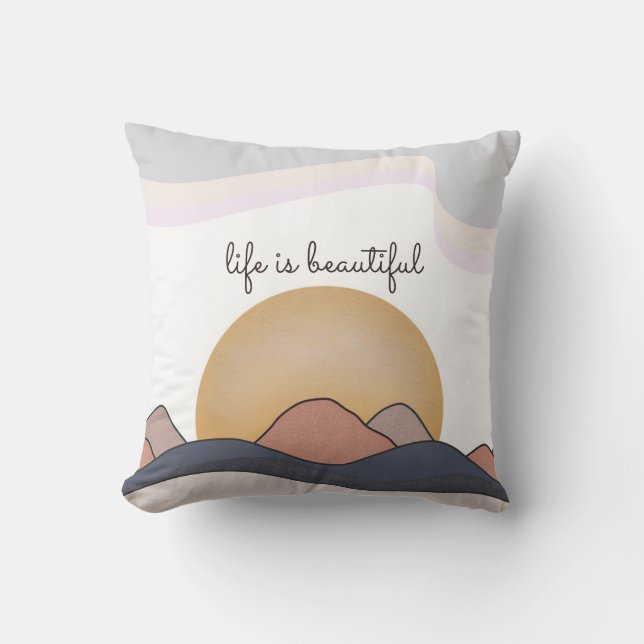 Life is Beautiful Landscape Boho Cushion (Front)