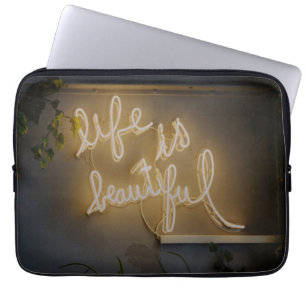 Life is Beautiful Neon Lights Laptop Sleeve