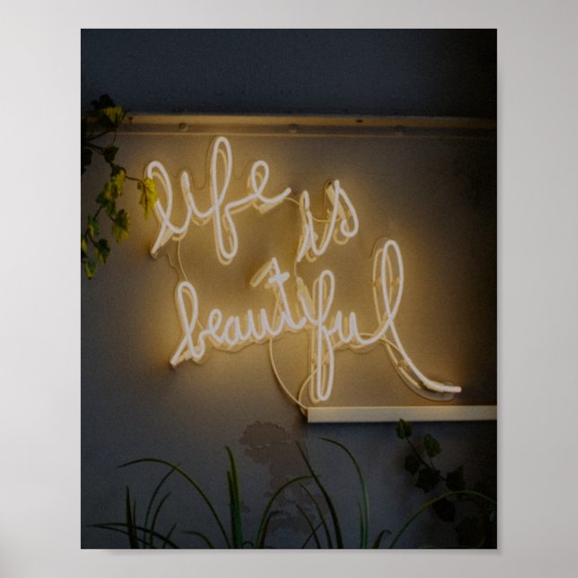 Life is Beautiful Neon Lights Poster (Front)