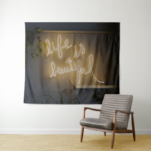 Life is Beautiful Neon Lights Tapestry