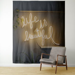 Life is Beautiful Neon Lights Tapestry